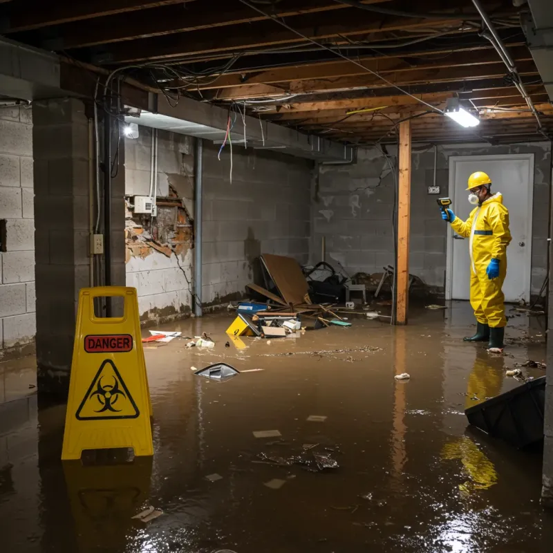 Flooded Basement Electrical Hazard in Ossian, IN Property